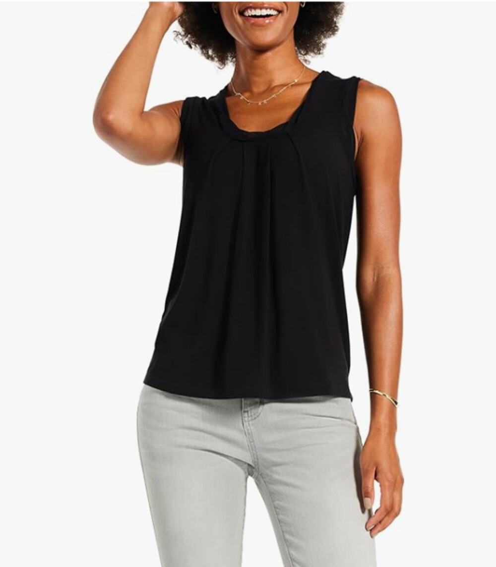 NIC+ZOE Women's Date Night Drape Tank Top Small Black Sleeveless NWT